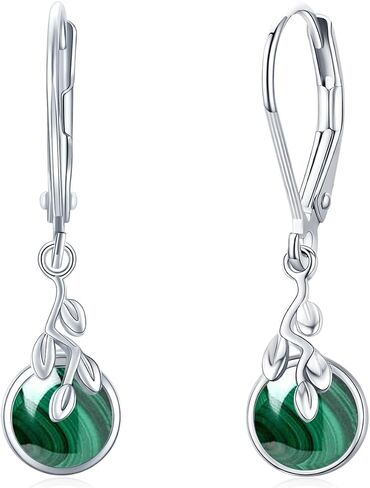 Moonstone Leverback Earrings for Women Sterling Silver Tree Life 6mm Moonstone Dangle Earrings Jewelry Gifts Hypoallergenic Earrings for Girls Sensitive Ears in Saudi Arabia