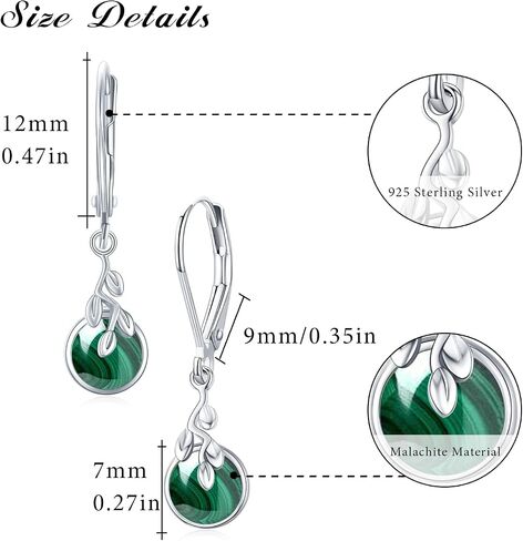 Moonstone Leverback Earrings for Women Sterling Silver Tree Life 6mm Moonstone Dangle Earrings Jewelry Gifts Hypoallergenic Earrings for Girls Sensitive Ears in Saudi Arabia
