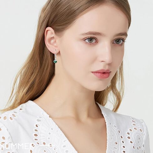 Moonstone Leverback Earrings for Women Sterling Silver Tree Life 6mm Moonstone Dangle Earrings Jewelry Gifts Hypoallergenic Earrings for Girls Sensitive Ears in Saudi Arabia