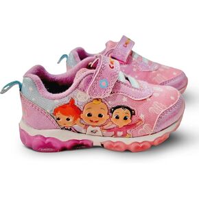 Bazillion Dreams Cocomelon Girl's Lighted Athletic Sneaker Light Up Shoes Children W/Adjustable Strap (Toddler), Pink/Purple, Size 9