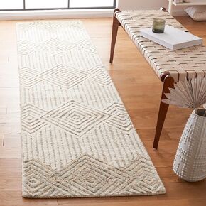 SAFAVIEH Metro Collection Runner Rug - 2'3" x 9', Beige & Ivory, Handmade Diamond Wool, Ideal for High Traffic Areas in Living Room, Bedroom (MET401A)
