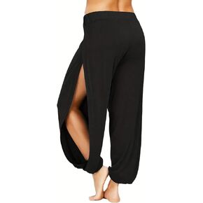 Flowy Yoga Pants for Women Pilates Worout Solid Harem Pants Double High Slit Leg Pant for Women Beach Cover-Up Pants