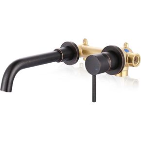 Matte Black Bathroom Faucet, ARCORA 2 Handle Wall Mount Bathroom Faucet and Rough-in Valve Included, Vessel Sink Faucet Wall Mounted