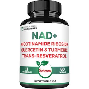 NAD+ Supplement with Liposomal Nicotinamide Riboside 900mg NR, Resveratrol, Quercetin, Turmeric, Astragalus, Ginseng, Vitamin D3, Vitamin C - Cellular Energy, Repair and Aging - 60 Counts