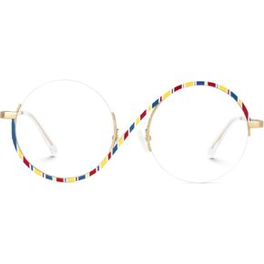 Zeelool Chic Semi-rimless Round Eyeglasses Frames for Women Fashion Blue Light Glasses with Spring Hinges
