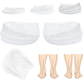 Supination & Pronation Correction Insoles, 3 Layers Adjustable Heel Wedge Inserts, Orthotics Medial & Lateral Heel Insoles for Bow Legs, Knee Pain, Foot Alignment (Clear, Women 8-12/Men: 7.5-13)