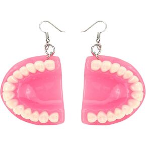 3D Denture Earrings for Women Girls Funny Handmade 3D Tooth Earrings Alternative Style Personality Dental Denture Earrings Exaggerated Pendant Tooth Shaped Earrings Statement Tooth Model Medical Hygienist Earrings Dentist Gift for Dental Student Assistant