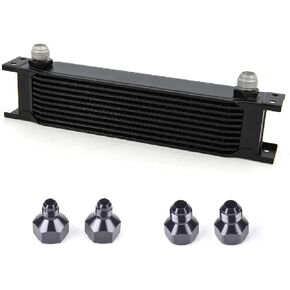 10 Row AN10-10AN Stacked Plate Oil Cooler With 6AN 8AN Adapter Universal Engine Transmission British Radiator Oil Cooler Condenser Aluminium Alloy Black