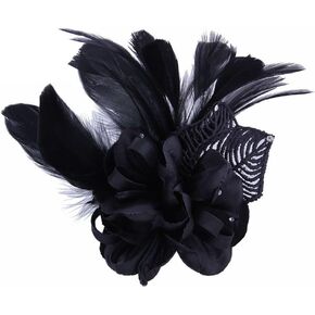 ACTLATI Women Fascinator Hat Mesh Flower Feathers Hair Clip Tea Party Wedding Cocktail 20s Flapper Headpiece