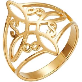 YILUOCD Witches Knot Ring for Women Stainless Steel Geometric Style Witchcraft Celtic Amulet Ring Celtic Knot Ring Vintage Jewelry For Women