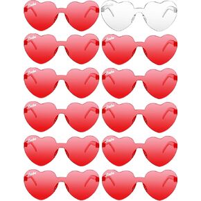 Konohan 12 Pairs Heart Shaped Sunglasses Rimless Bride Sunglasses Transparent Heart Glasses Bachelorette Holiday Party Favor