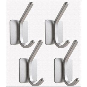 Heavy Duty Adhesive Hooks, Self-Adhesive Hooks, Brushed Space Aluminum Wall Hooks, Multiple Colors and Styles, 50 lb Maximum Load, Metal Coat Hook for Kitchen Home Schools and Offices (Black)