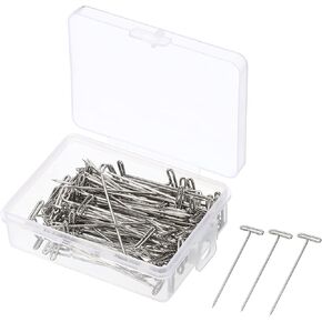 PATIKIL 1.5 Inch T-Pins, 100 Pack Stainless Steel Blocking Pin Needles for Modelling Crafts, Silver