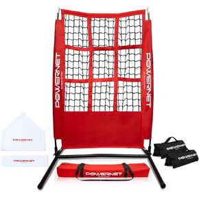 PowerNet Pitching Zone Pro | 9 Pocket Pitch Target | Portable Customizable Strike Zone Trainer | Baseball Softball | Realistic Strike Zone Dimensions | 2 Free Sandbags Included | Adjustable Height
