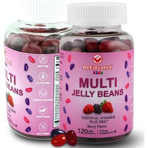 Multivitamin Jelly Beans - Chewable Vitamins Gummies with Zinc for Kids - Immune Support Vitamin Supplements - Vegetarian Multivitamins Gummy Supplement for Childrens - 120 Berry Beans