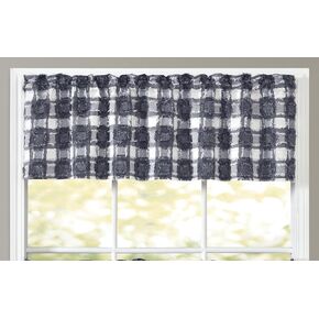 GOHD Fashion Plaids Boho Pattern Clipped Yarn Straight Valance Farmhouse Valance for Bathroom/Bedroom/Living Room Vintage Chic Textured Valances (Straight Valance,Black and White)