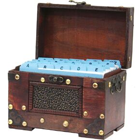 Rustic Studded Index/Recipe Card Box with Antiqued Latch (Large)