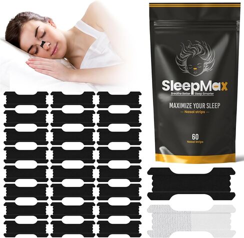 Nasal Strips for Snoring - Nose Strips for Breathing - Anti Snoring Solution & Nasal Congestion Relief Nose Tape for Sleeping - Black, Universal Fit, Extra Strength for Sensitive Skin in Saudi Arabia