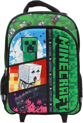 BIOWORLD Minecraft Rolling 16" Backpack with Adjustable Handle in Saudi Arabia