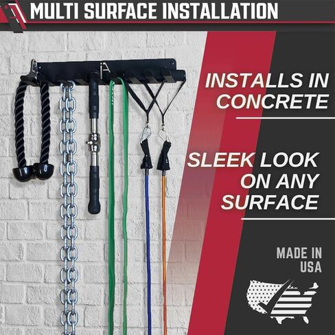 رف تخزين الصالة الرياضية أوميغا من الولايات المتحدة الأمريكية 9 أو 11 خطاف منظم حائط لصالة الألعاب الرياضية شديد التحمل - تخزين ملحقات الصالة الرياضية - أشرطة المقاومة، حبال القفز، الحدائد، أحزمة الرفع، ملحقات الكابلات in Kuwait