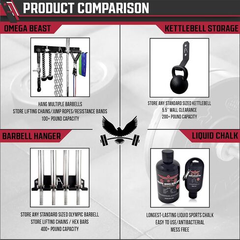 رف تخزين الصالة الرياضية أوميغا من الولايات المتحدة الأمريكية 9 أو 11 خطاف منظم حائط لصالة الألعاب الرياضية شديد التحمل - تخزين ملحقات الصالة الرياضية - أشرطة المقاومة، حبال القفز، الحدائد، أحزمة الرفع، ملحقات الكابلات in Kuwait