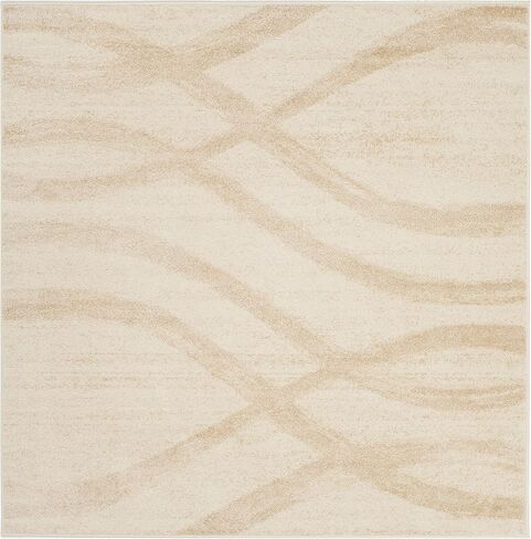 SAFAVIEH Adirondack Collection Area Rug - 8' Square, Cream & Champagne, Modern Wave Distressed Design, Non-Shedding & Easy Care, Ideal for High Traffic Areas in Living Room, Bedroom (ADR125W) in Saudi Arabia