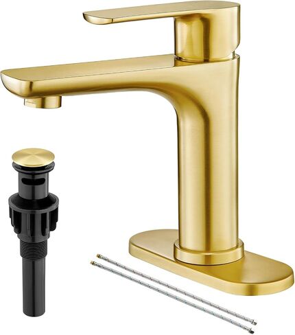 Faustina Gold Bathroom Faucet Single Hole Bathroom Faucet,Three Holes Bathroom Faucet Vessel Sink Faucet, Basin Faucets with Pop Up Drain，Bar Vanity Faucet in Saudi Arabia
