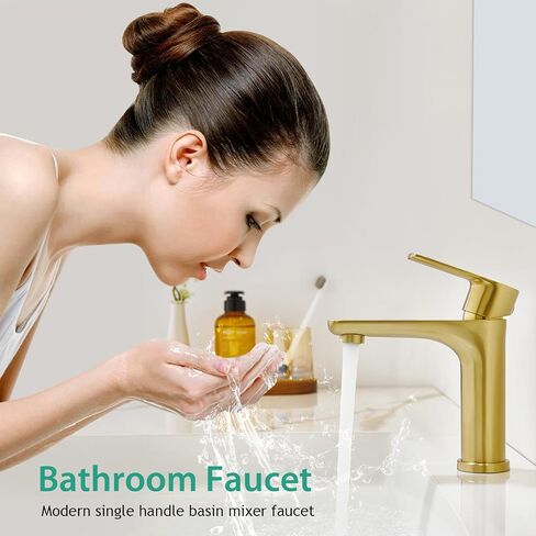 Faustina Gold Bathroom Faucet Single Hole Bathroom Faucet,Three Holes Bathroom Faucet Vessel Sink Faucet, Basin Faucets with Pop Up Drain，Bar Vanity Faucet in Saudi Arabia