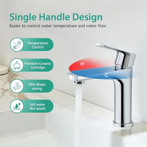 Faustina Gold Bathroom Faucet Single Hole Bathroom Faucet,Three Holes Bathroom Faucet Vessel Sink Faucet, Basin Faucets with Pop Up Drain，Bar Vanity Faucet in Saudi Arabia
