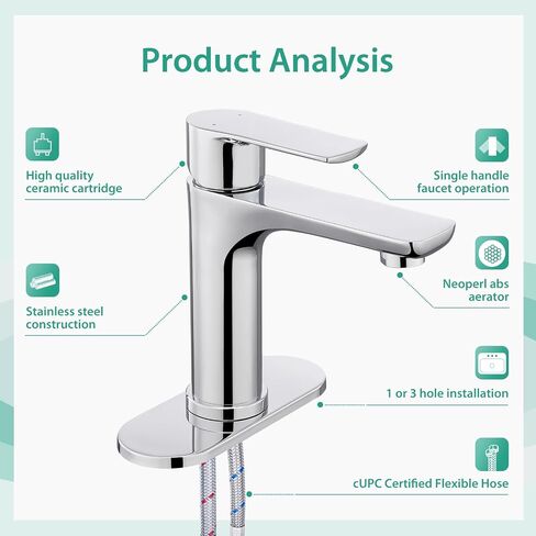 Faustina Gold Bathroom Faucet Single Hole Bathroom Faucet,Three Holes Bathroom Faucet Vessel Sink Faucet, Basin Faucets with Pop Up Drain，Bar Vanity Faucet in Saudi Arabia