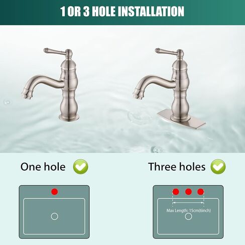 Bathroom Sink Faucet Single Hole 1 Handle Deck Mount Single Handle Brass Bathroom Sink Faucet Farmhouse Mixer Tap with Drain,‎Short-Spout Reach 7.09 Inch,Antique Brass in Kuwait