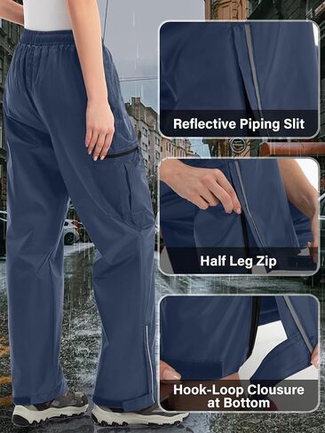 Women's Rain Pants Lightweight Waterproof Reflective,Windproof Breathable Gear Over Work for Hiking Cycling Outdoor Fishing in Saudi Arabia