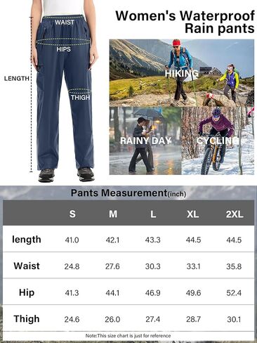 Women's Rain Pants Lightweight Waterproof Reflective,Windproof Breathable Gear Over Work for Hiking Cycling Outdoor Fishing in Saudi Arabia