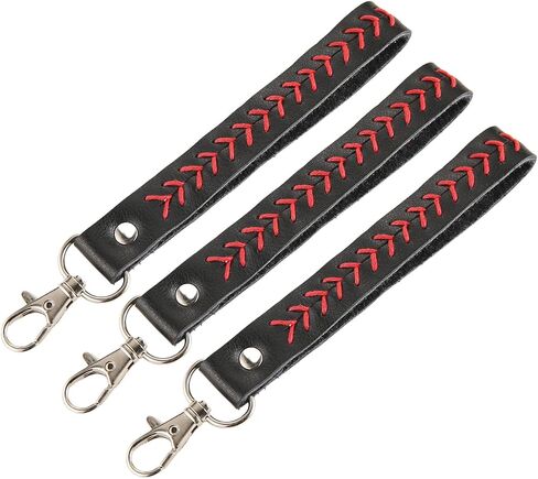 HZMAN 3Pcs Leather Baseball Keychain Fob Keychain Car Keychain for Men Holder with 360 Degree Rotatable Snap Accessories Gift in Saudi Arabia