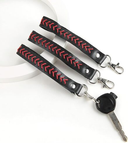 HZMAN 3Pcs Leather Baseball Keychain Fob Keychain Car Keychain for Men Holder with 360 Degree Rotatable Snap Accessories Gift in Saudi Arabia