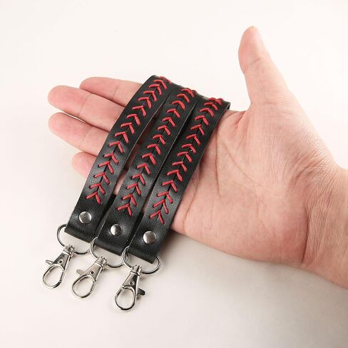 HZMAN 3Pcs Leather Baseball Keychain Fob Keychain Car Keychain for Men Holder with 360 Degree Rotatable Snap Accessories Gift in Saudi Arabia