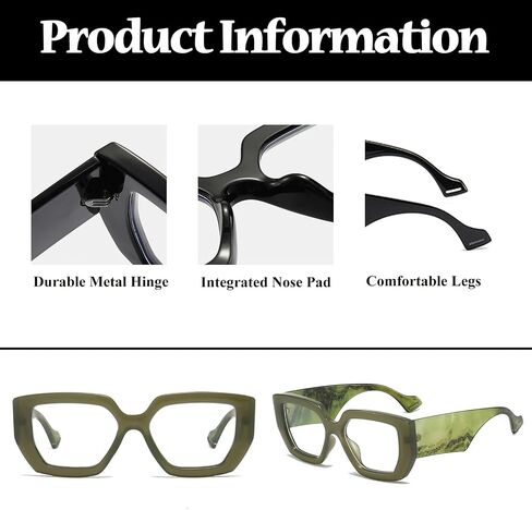LJCZKA Thick Frame Blue Light Glasses Women Men Oversized Fashion Square Computer Glasses Anti Eyestrain Eyeglasses in Kuwait