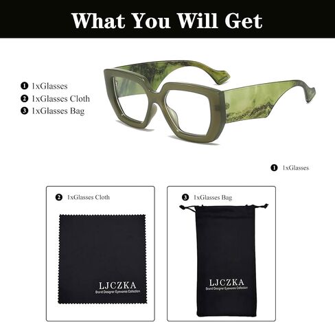 LJCZKA Thick Frame Blue Light Glasses Women Men Oversized Fashion Square Computer Glasses Anti Eyestrain Eyeglasses in Kuwait