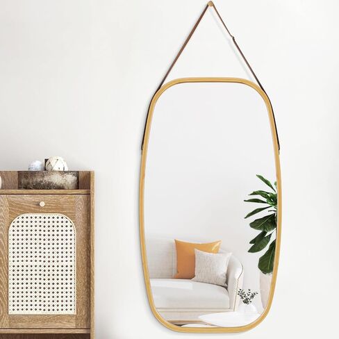 AAZZKANG مرآة معلقة مرايا مستطيلة للجدار مع إطار خشبي مرآة حائط صغيرة حديثة لغرفة النوم والحمام وغرفة المعيشة ديكور المنزل in Kuwait