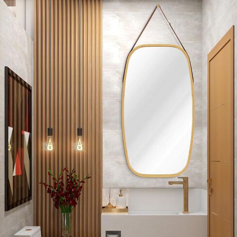 AAZZKANG مرآة معلقة مرايا مستطيلة للجدار مع إطار خشبي مرآة حائط صغيرة حديثة لغرفة النوم والحمام وغرفة المعيشة ديكور المنزل in Kuwait