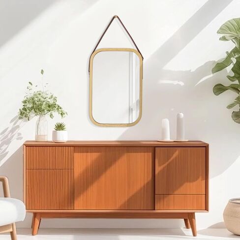 AAZZKANG Hanging Mirror Rectangular Mirrors for Wall with Wood Frame Modern Small Wall Mirror for Bedroom Bathroom Living Room Home Decor in Saudi Arabia