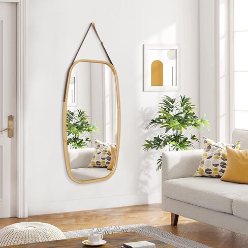 AAZZKANG مرآة معلقة مرايا مستطيلة للجدار مع إطار خشبي مرآة حائط صغيرة حديثة لغرفة النوم والحمام وغرفة المعيشة ديكور المنزل in Kuwait