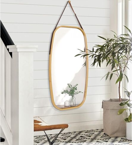 AAZZKANG مرآة معلقة مرايا مستطيلة للجدار مع إطار خشبي مرآة حائط صغيرة حديثة لغرفة النوم والحمام وغرفة المعيشة ديكور المنزل in Kuwait