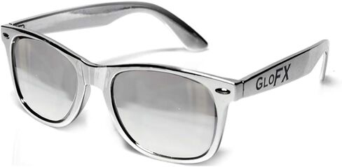 GloFX Ultimate Diffraction Glasses | 3D Prism Rainbow Effect | Great Edm, Concert, and Rave Accessory | Red and Black Frame with Gold Mirror Firework Lenses in Kuwait