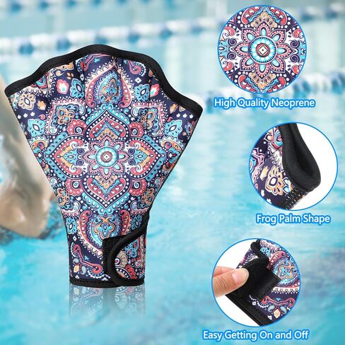 2 Pairs Swimming Gloves Aquatic Swim Training Gloves Webbed Fitness Water Resistance Training Gloves for Swimming Diving in Kuwait