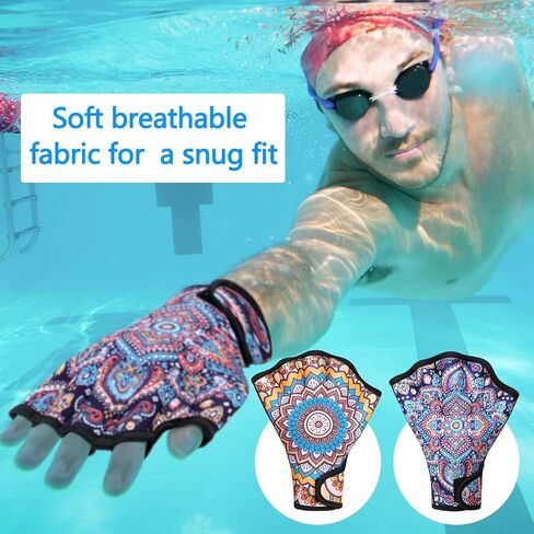 2 Pairs Swimming Gloves Aquatic Swim Training Gloves Webbed Fitness Water Resistance Training Gloves for Swimming Diving in Kuwait