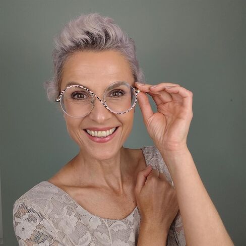 Zeelool Chic Semi-rimless Round Eyeglasses Frames for Women Fashion Blue Light Glasses with Spring Hinges in Saudi Arabia