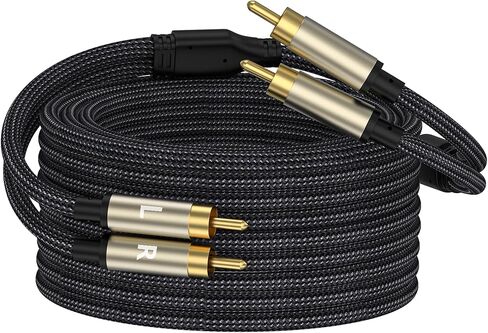RCA Cable, 2RCA Male to 2RCA Male Stereo Audio Cable Gold Plated Car Audio Subwoofer Adapter Dual Shielded Red and White Cord for Home Theater Amplifier Hi-Fi System Car Audio Speaker-10FT in Saudi Arabia