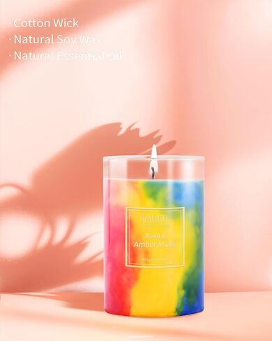 Rose Candle| Scented Candles | Hand-Poured Soy Wax Candles | 90-Hour Burn Time |Vibrant Romance Aromatherapy Candle |Oil Painting Effect| Candle Gifts for Women|15oz in Saudi Arabia