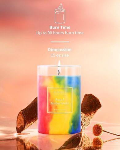Rose Candle| Scented Candles | Hand-Poured Soy Wax Candles | 90-Hour Burn Time |Vibrant Romance Aromatherapy Candle |Oil Painting Effect| Candle Gifts for Women|15oz in Saudi Arabia